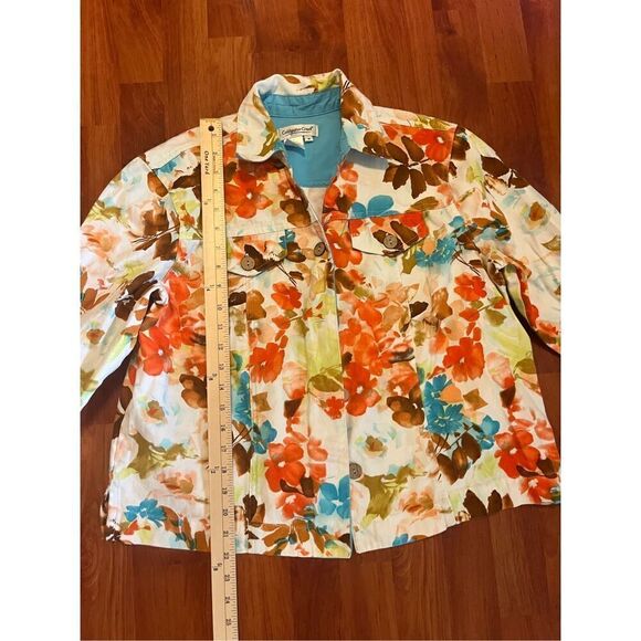 Coldwater Creek Jacket Buttons Leafy Floral Print Size Medium - Picture 5 of 11